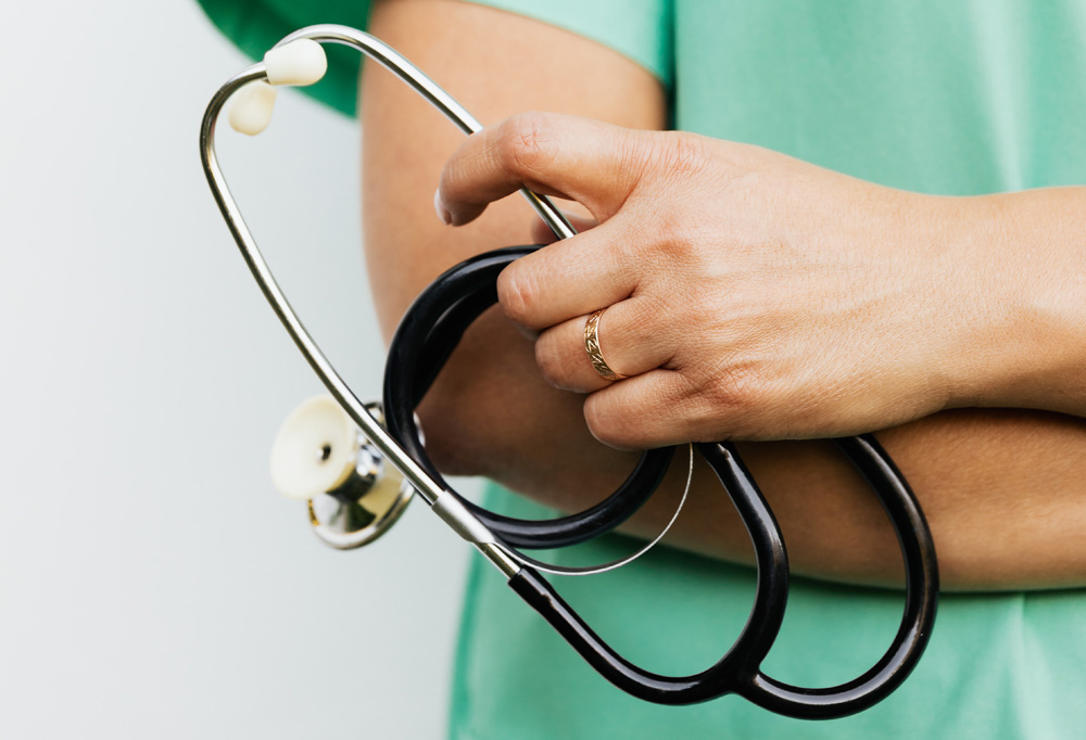 stethoscope in hand